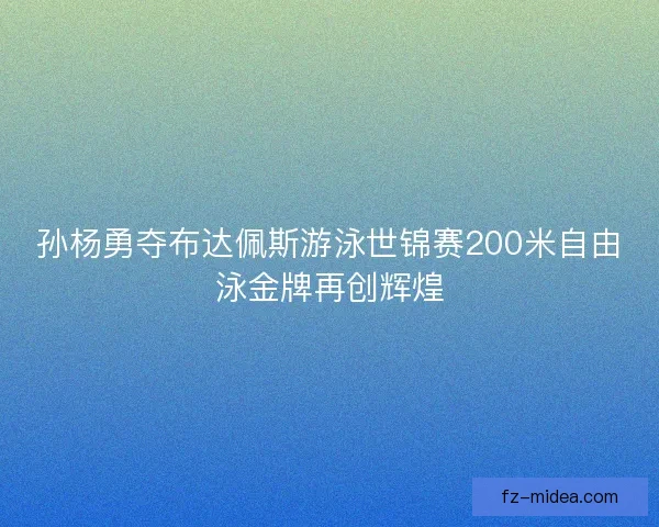 孙杨勇夺布达佩斯游泳世锦赛200米自由泳金牌再创辉煌