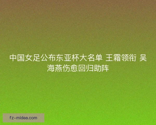 中国女足公布东亚杯大名单 王霜领衔 吴海燕伤愈回归助阵